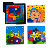 Franz Bodner, set van 4 onderzetters met coaster, Popart. Set nr. 2